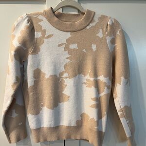 Sugarlips Crocket Floral Crew Neck Sweater Cream Women’s Size XS